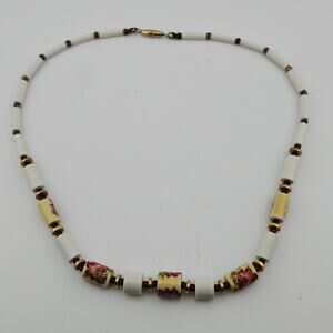 Hawaiian Floral Beaded Shell Style Necklace Y2K Surfer Girl Coastal Hippie